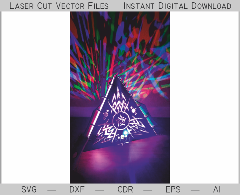 Illuminated triangular geometric night-light with layered line pattern