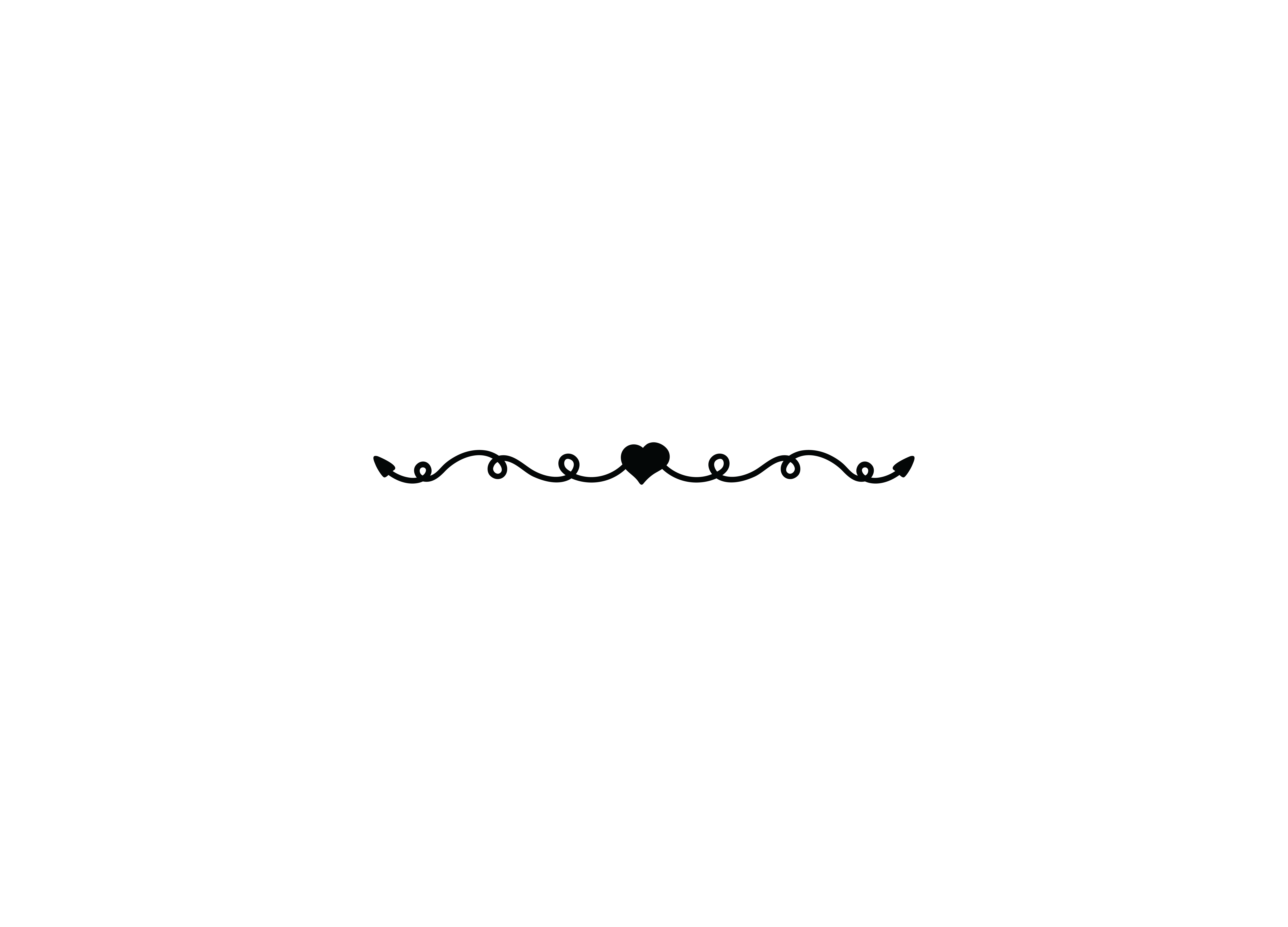 Horizontal ornamental border with a central heart and scrolling flourishes