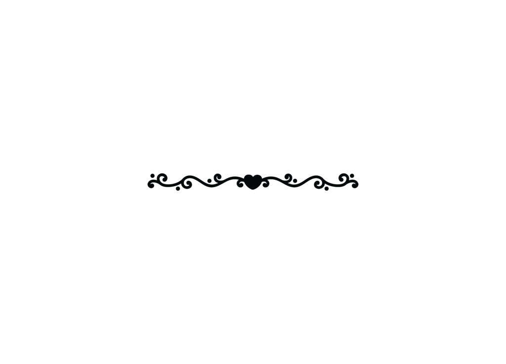 Black horizontal scroll border with a small center heart