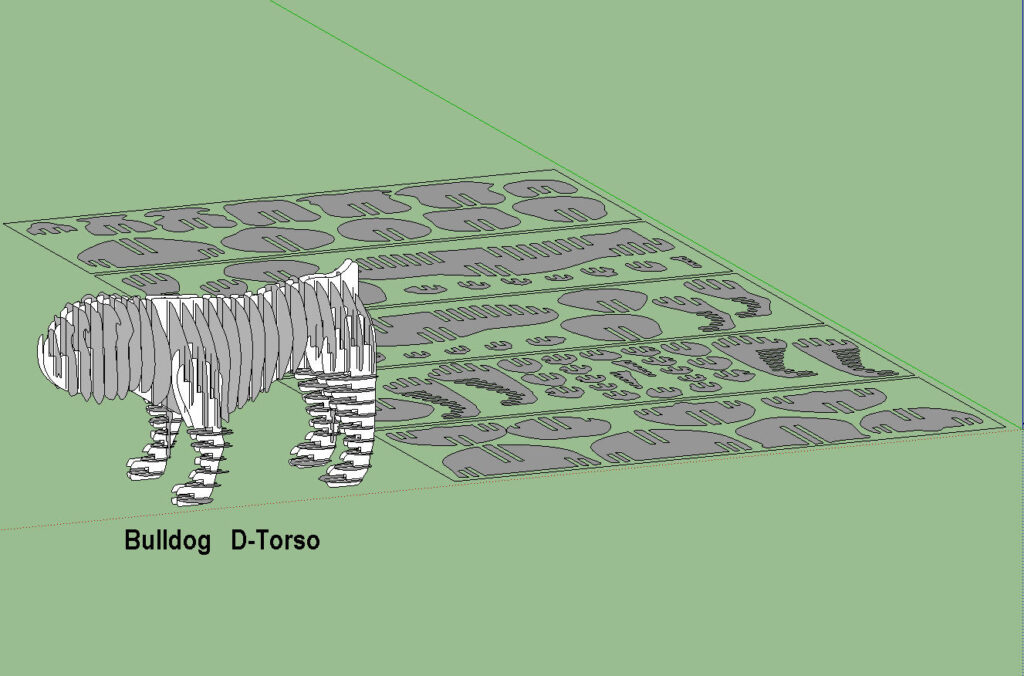 Bulldog Torso 3D Puzzle DXF File project preview