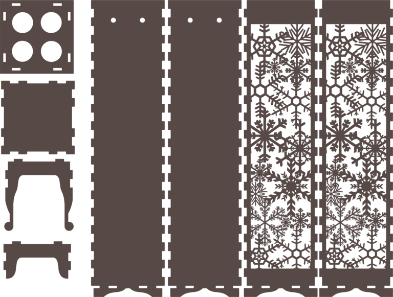 Snowflake Wine Bottle Box SVG and DXF Plan project preview