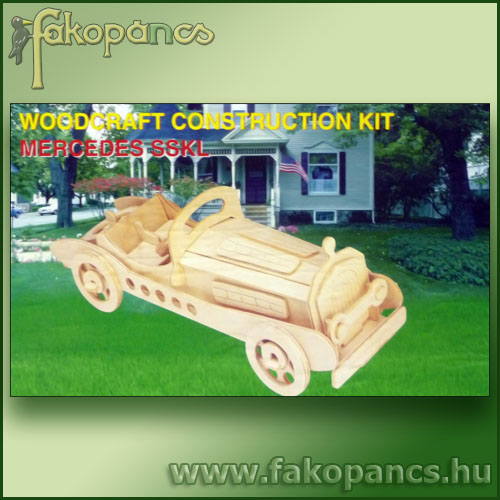Assembled wooden 1931 roadster model with long hood and open cabin