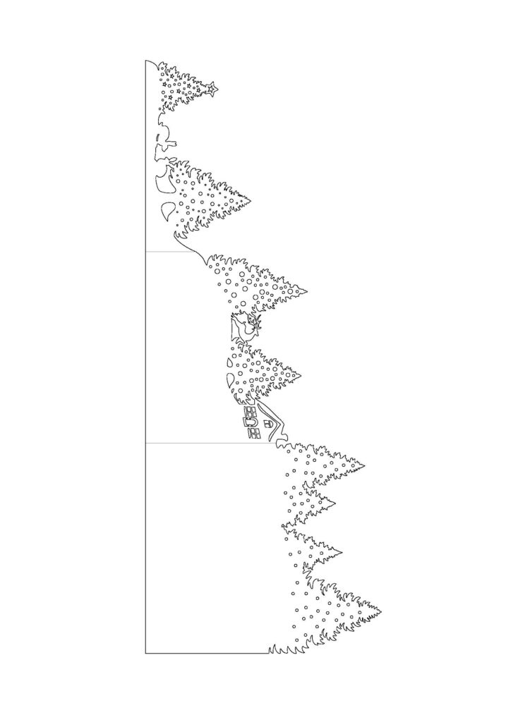 Lace-style Christmas tree cutout along a folded card edge