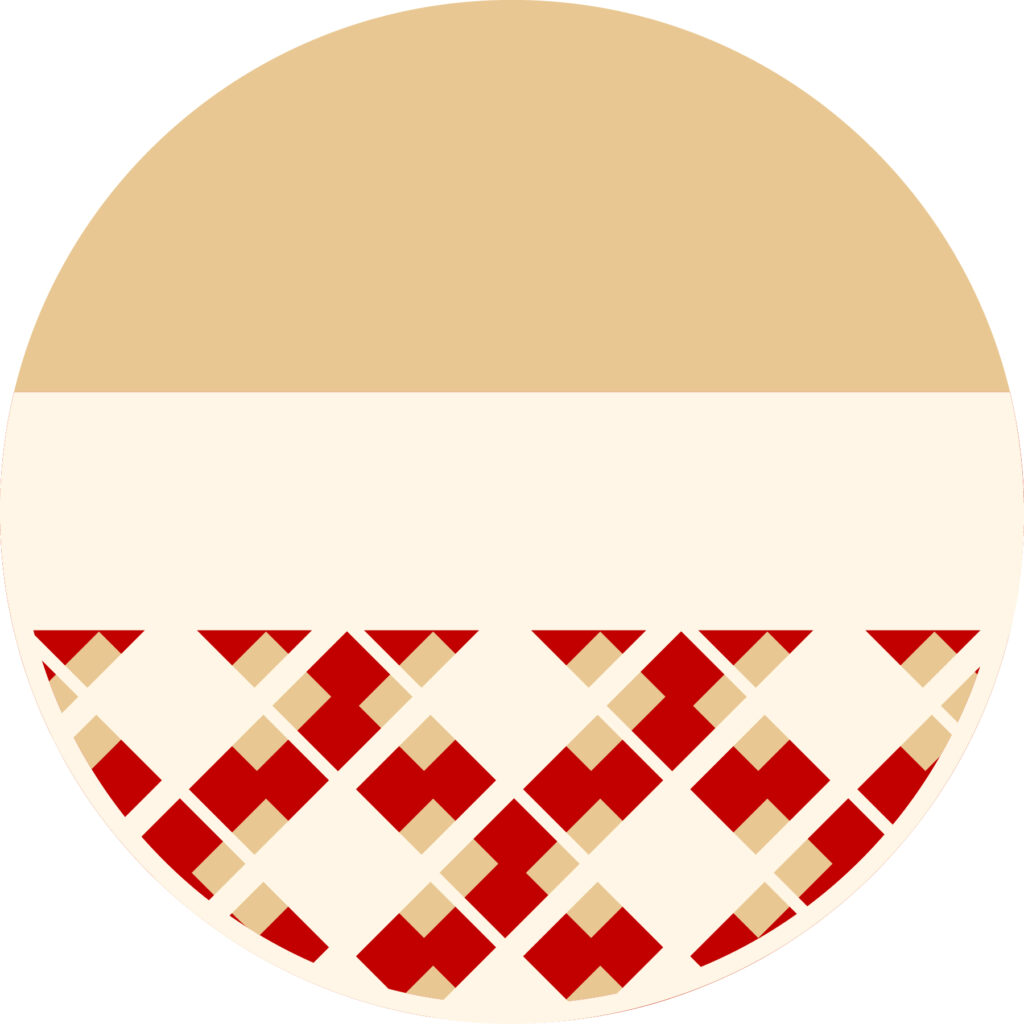 Round Christmas door hanger backer with red gold and white geometric border
