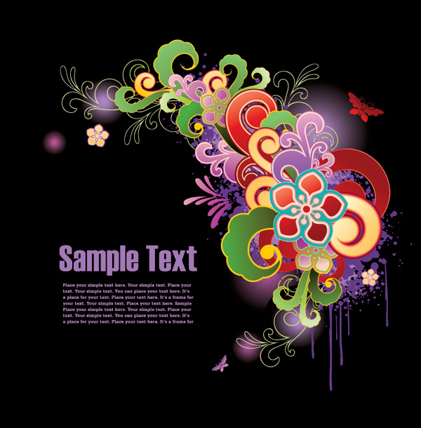 Colorful Floral Ornament EPS Collection project preview