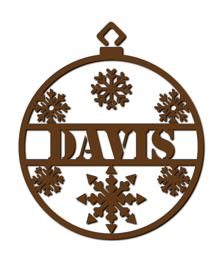 Snowflake Name Christmas Ornament SVG and DXF project preview