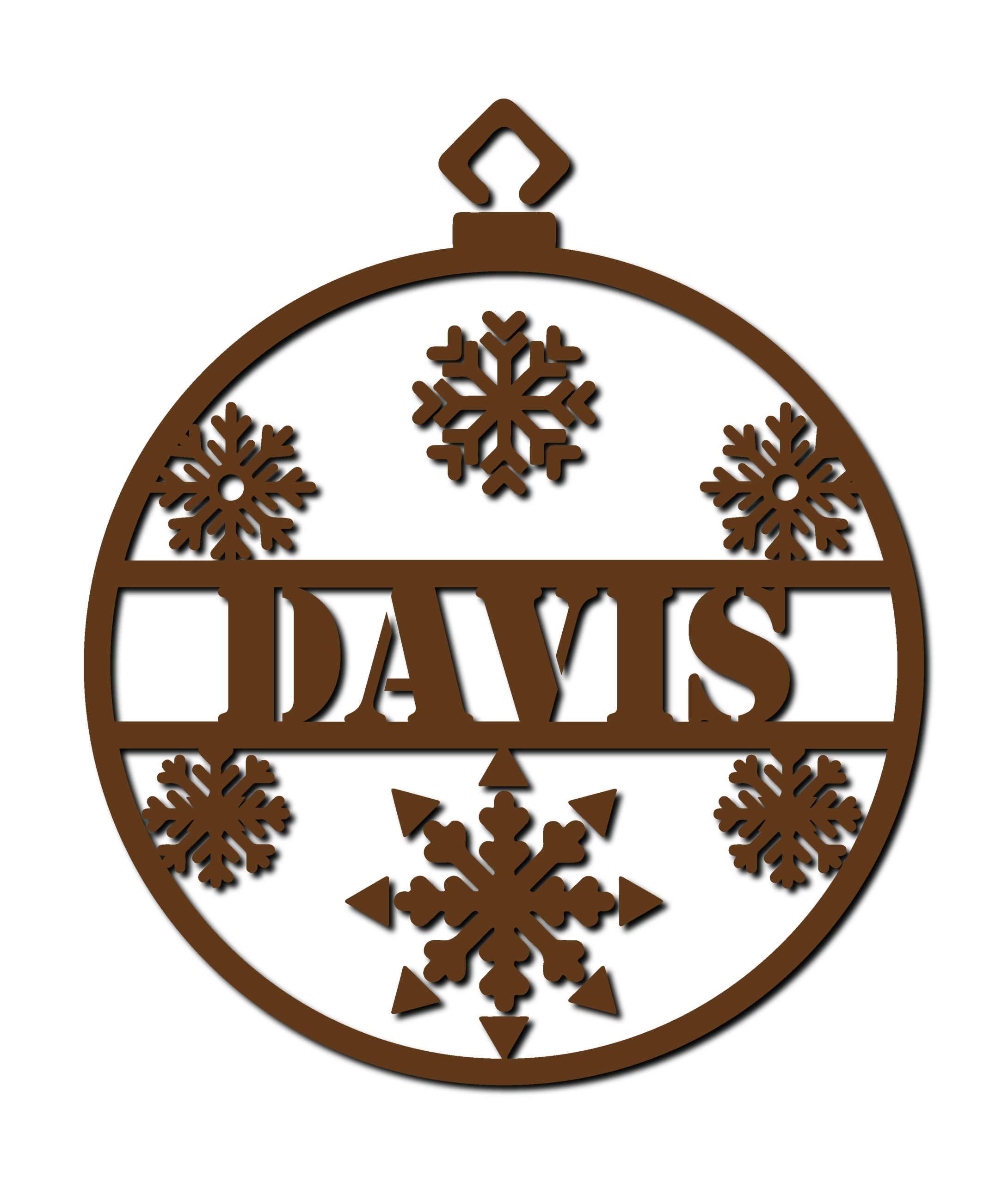 Snowflake Name Christmas Ornament SVG and DXF project preview