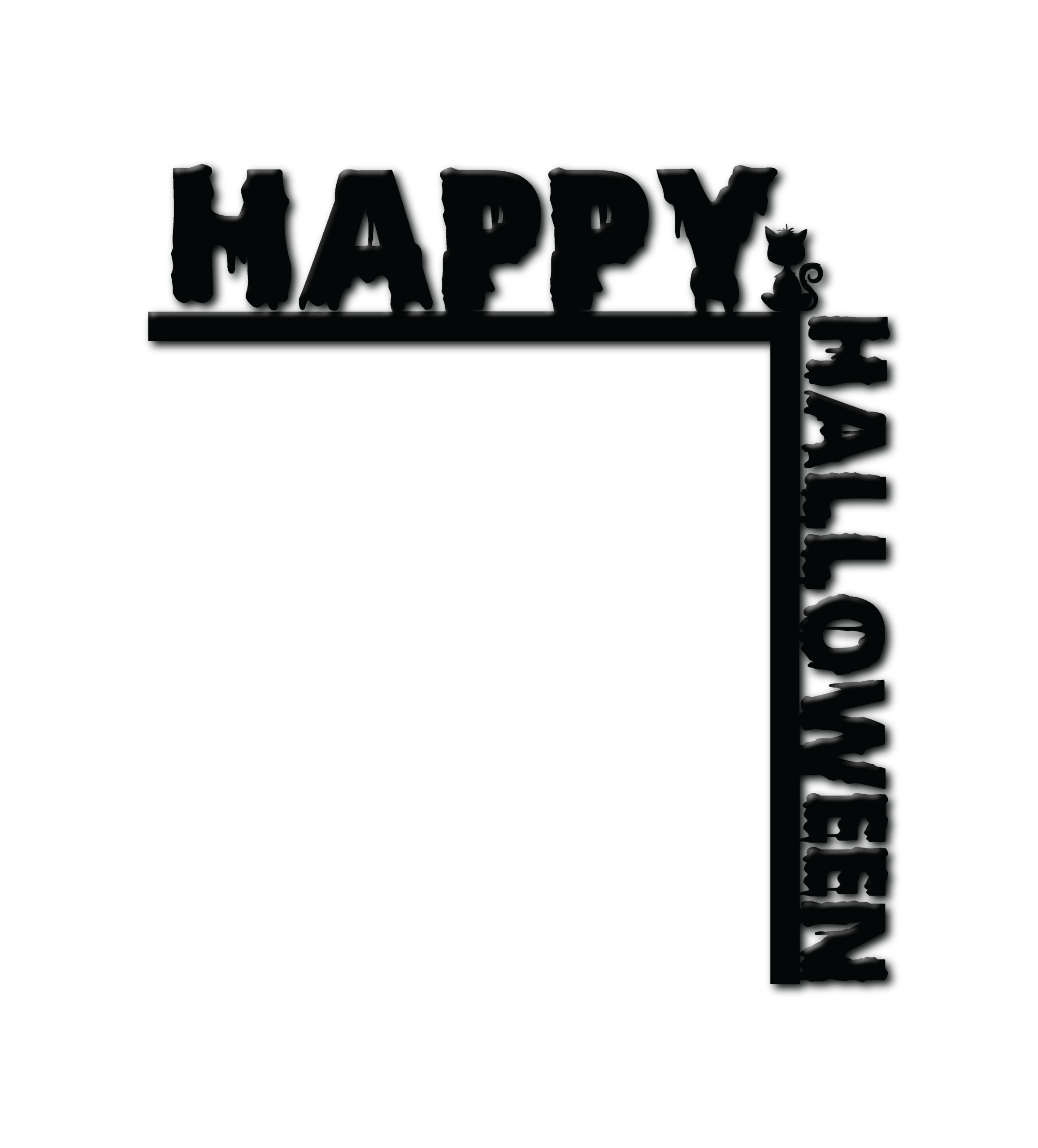 Happy Halloween text arranged as a black corner decoration
