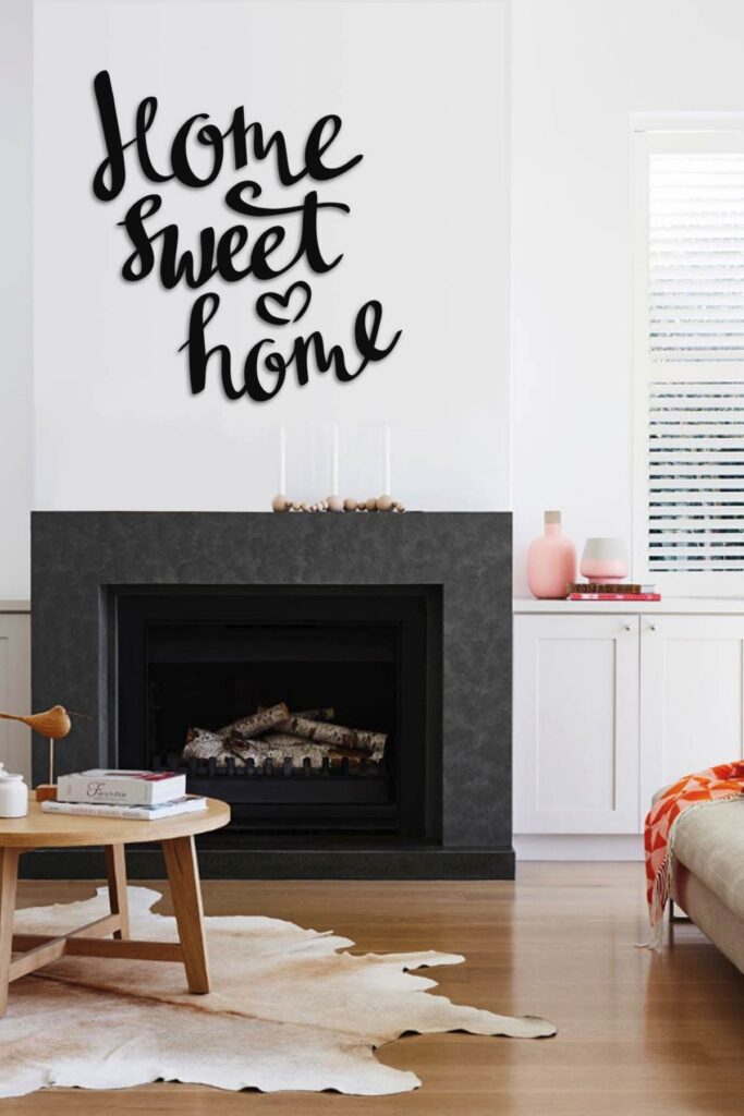 Home Sweet Home wall sign with house and heart details