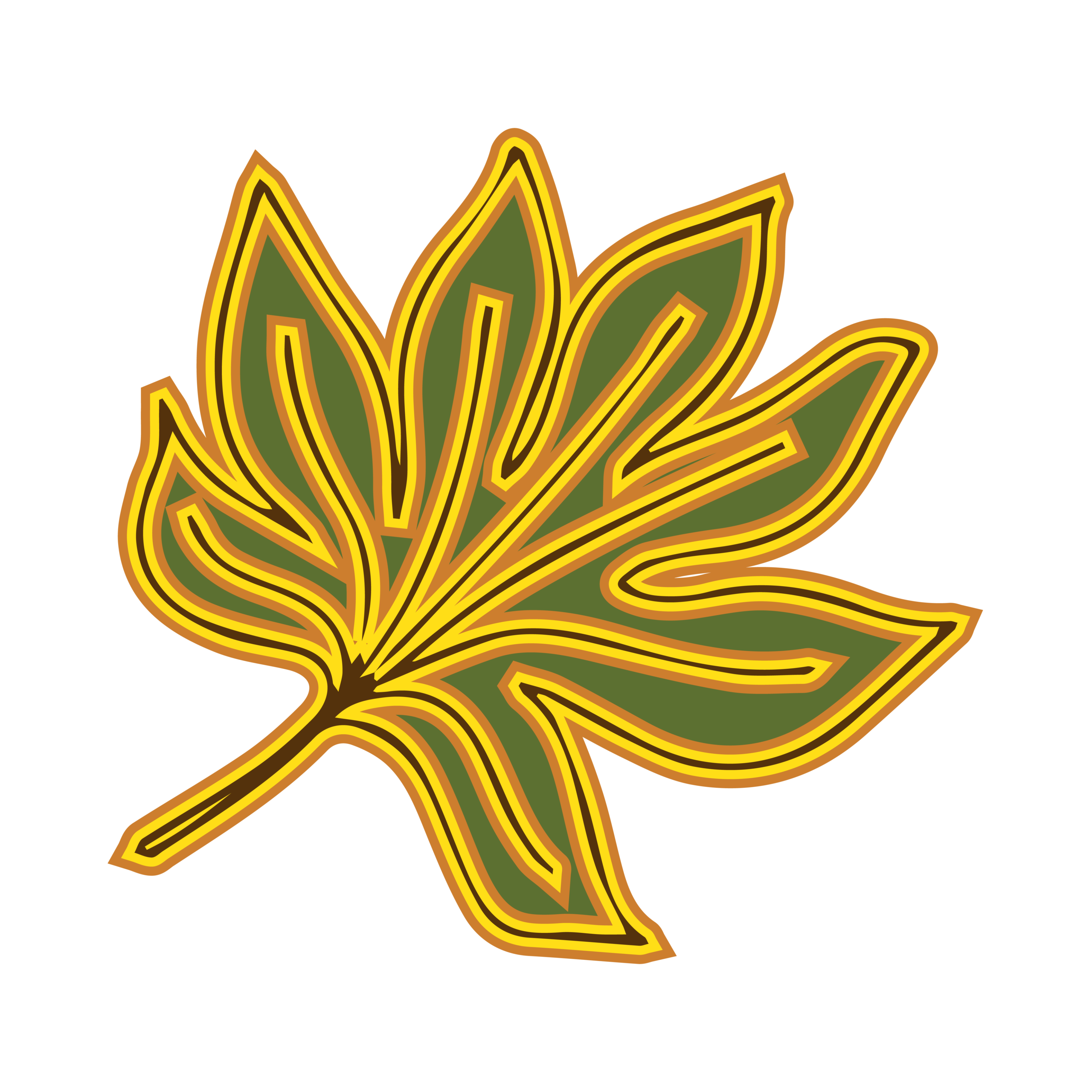 Layered autumn leaf outline in warm yellow and orange colors