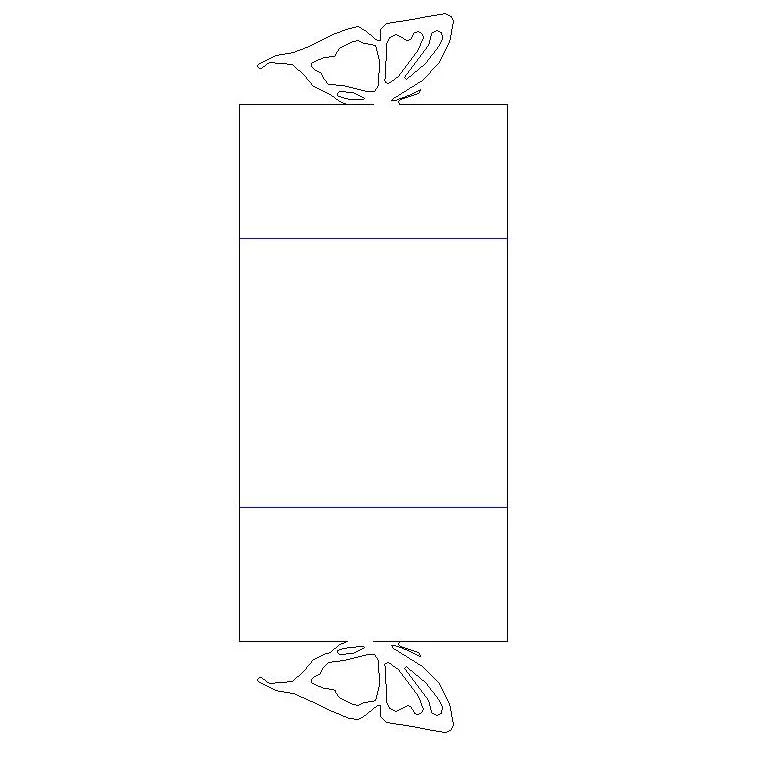 Tall card box template with butterfly-shaped top flaps