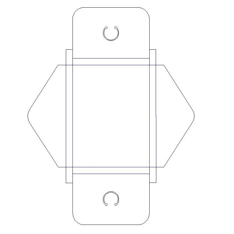 Flat vector template for a small button-style box with tabs