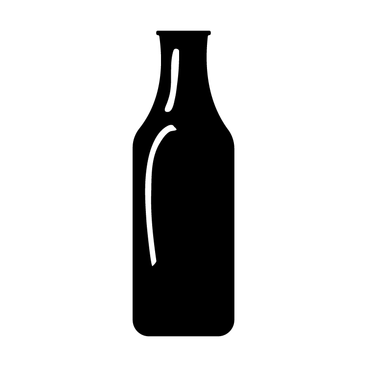 A simple black beer bottle silhouette with a long neck and two small highlight openings