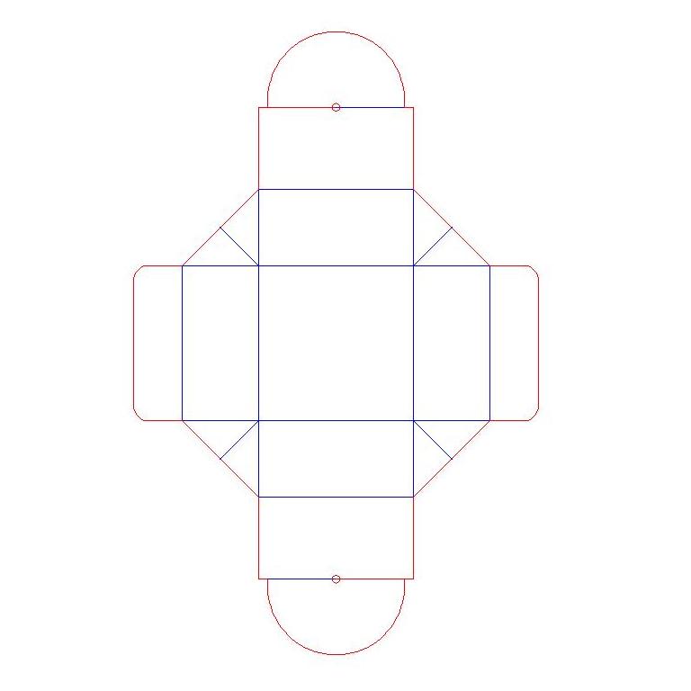 Flat box net with semicircular end flaps and a rectangular center panel