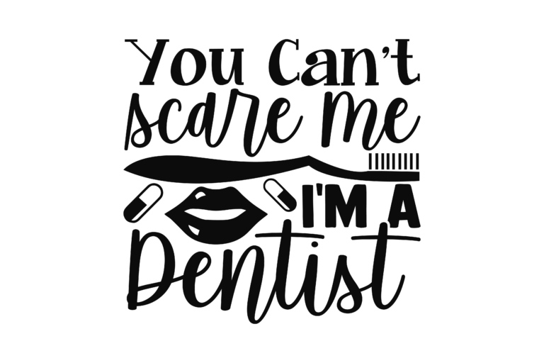 Dentist-themed novelty lettering with small decorative details