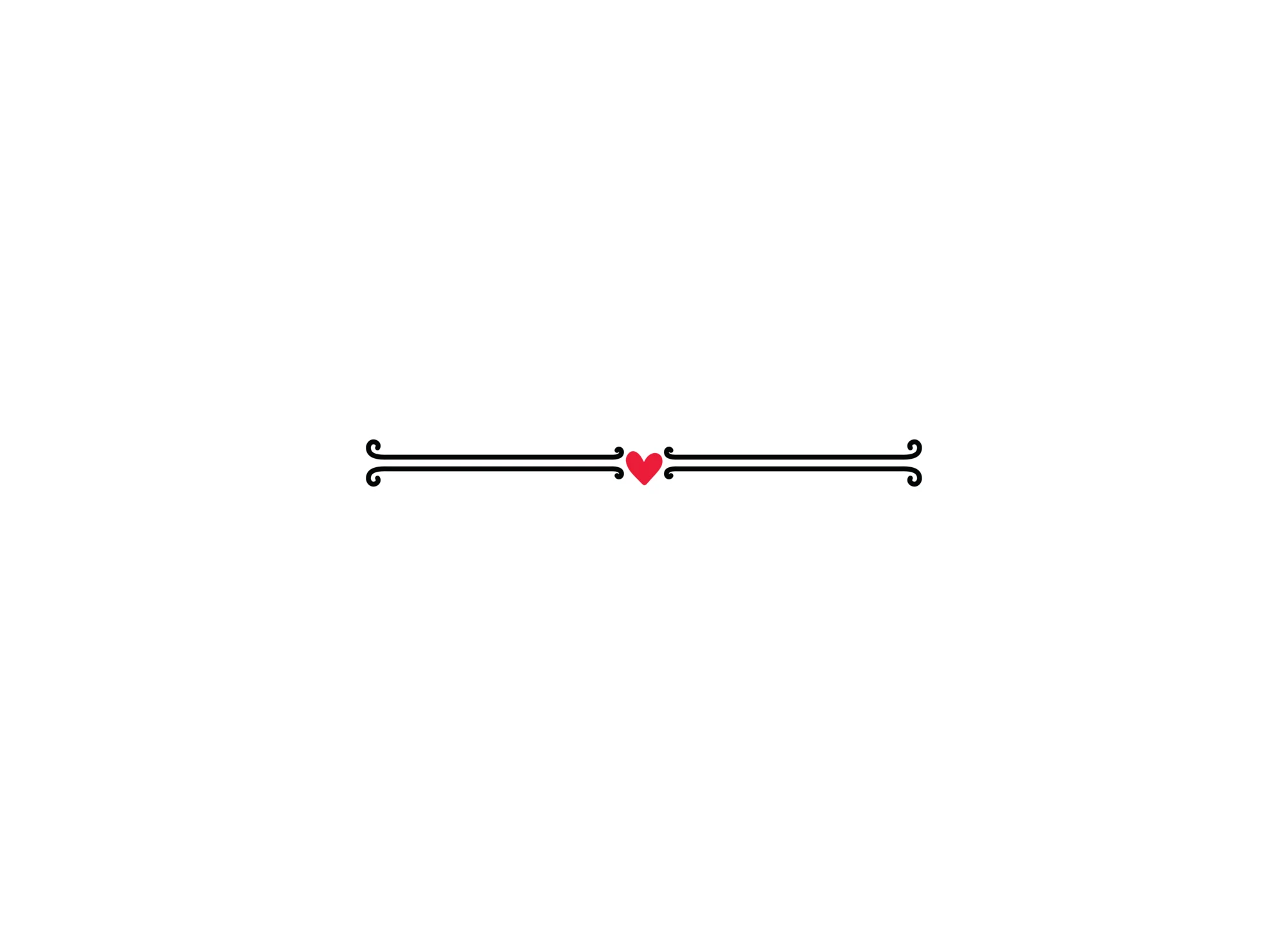 Long straight ornamental divider with a small red heart at the center