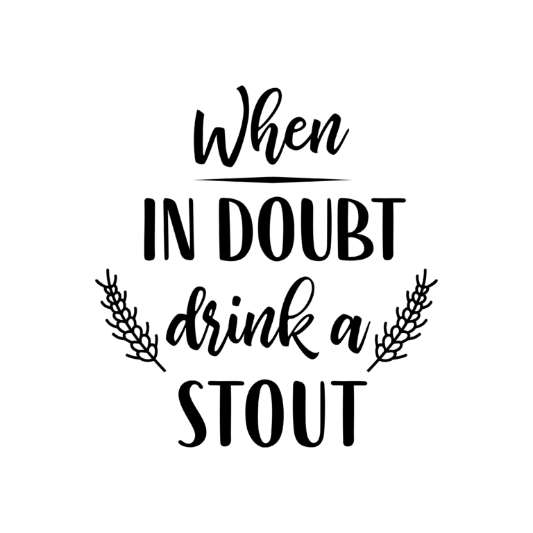 Stacked stout beer saying with script lines and small grain sprigs