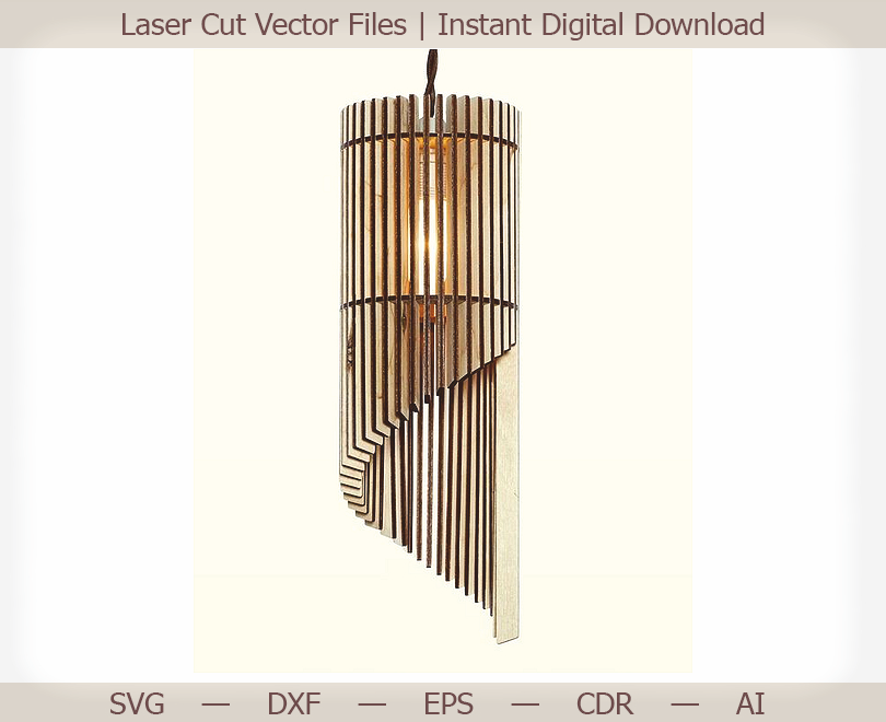 Tall cylindrical slat lampshade with a diagonal lower edge